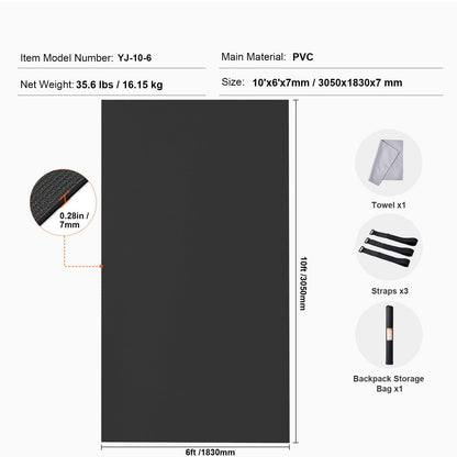VEVOR Exercise Mat Non Slip Yoga Mat Gym Fitness Pilate Workout Mat