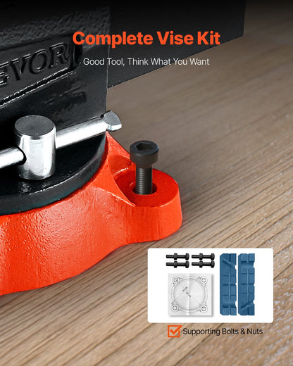 VEVOR Bench Vise, 140 mm(5.5") Jaw Width, 140 mm(5.5") Max Jaw Opening