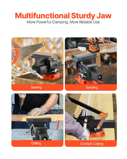 VEVOR Bench Vise, 140 mm(5.5") Jaw Width, 140 mm(5.5") Max Jaw Opening