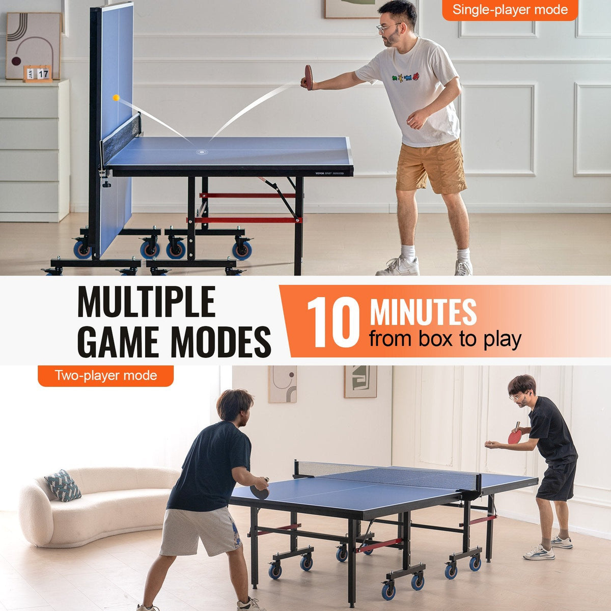 VEVOR Ping Pong Table, Professional Table Tennis Game, Indoor MDF