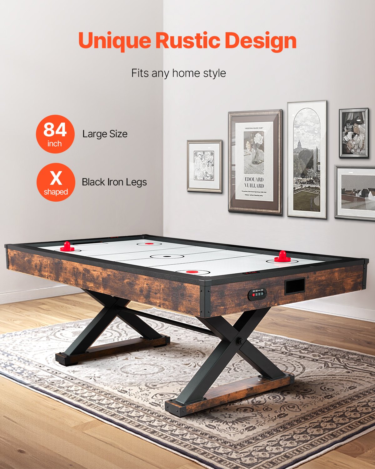 VEVOR 84" Air Hockey Table, Indoor Arcade Table Gaming Set with 2