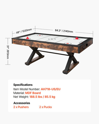 VEVOR 84" Air Hockey Table, Indoor Arcade Table Gaming Set with 2