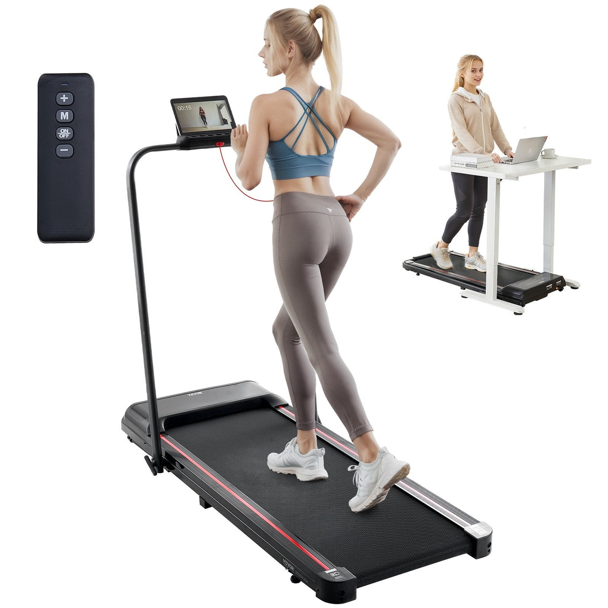 VEVOR Walking Pad, Under Desk Treadmill for Home Office, Working