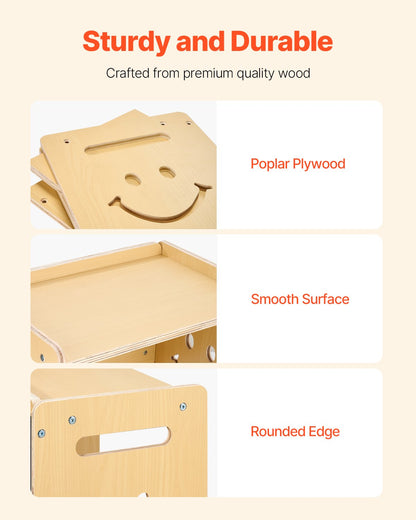 VEVOR Montessori Weaning Table and Chair Set, 3 In 1 Wooden Toddler