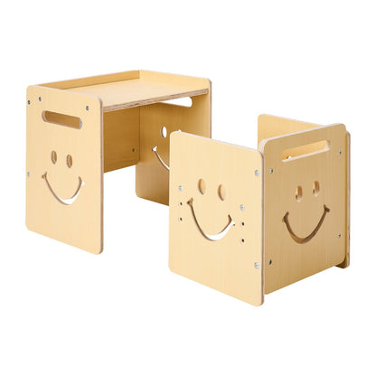 VEVOR Montessori Weaning Table and Chair Set, 3 In 1 Wooden Toddler