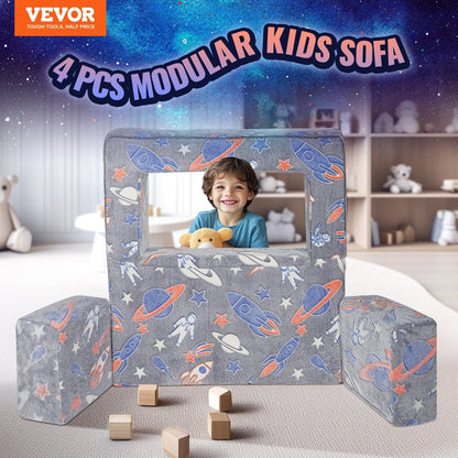 VEVOR Kids Couch, 4Pcs Toddler Couch Sofa Bed, Kids Chair Seat