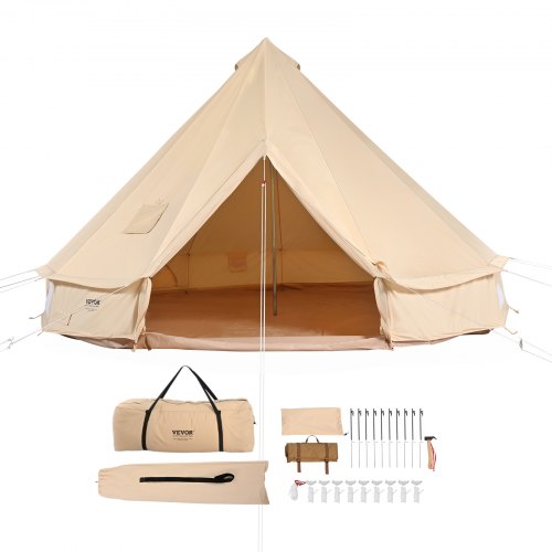 VEVOR Canvas Bell Tent, 4 Seasons 3 m/9.8ft Yurt Tent, Canvas Tent for