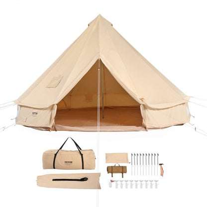 VEVOR Canvas Bell Tent, 4 Seasons 3 m/9.8ft Yurt Tent, Canvas Tent for