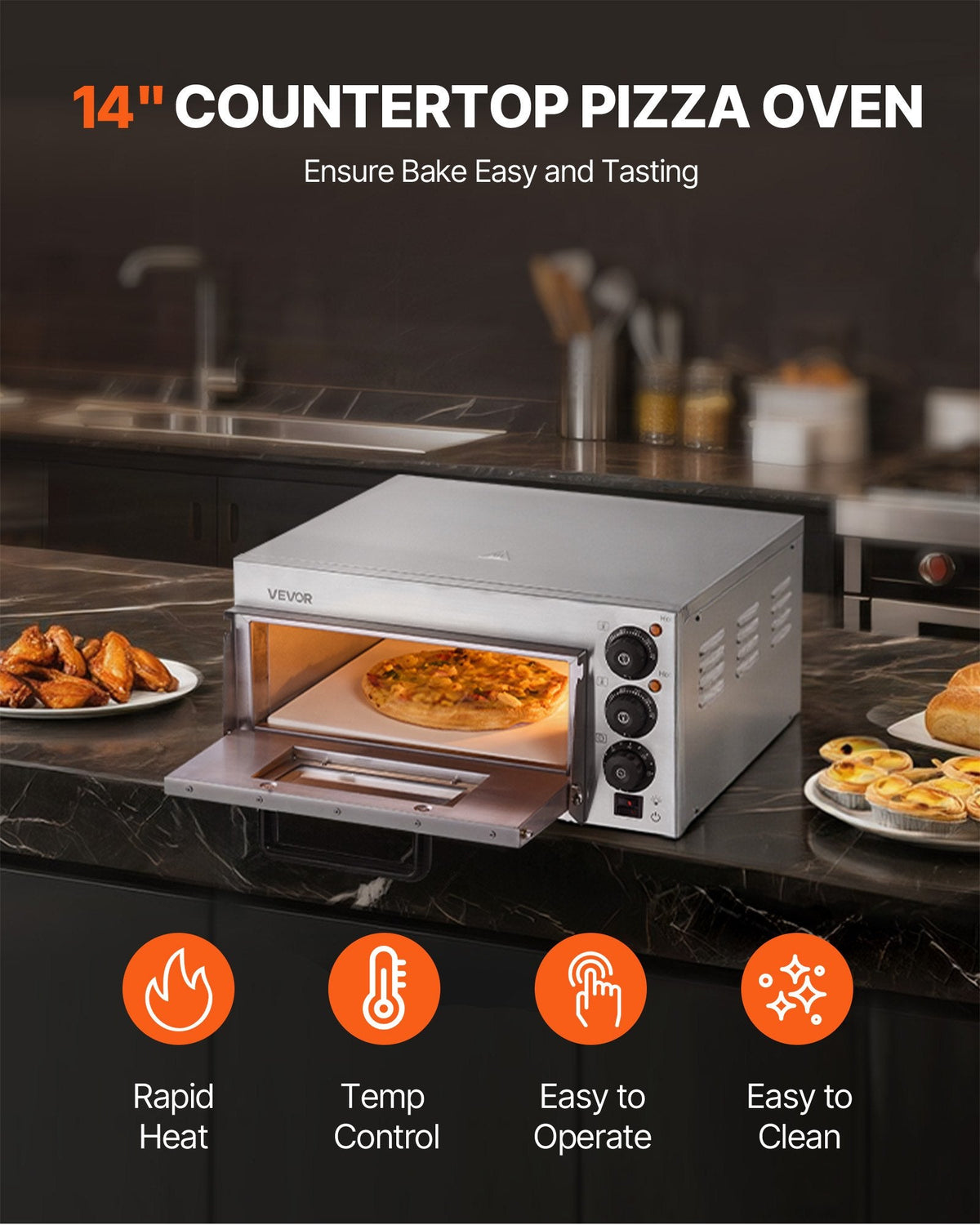 VEVOR Commercial Countertop Pizza Oven Electric Pizza Oven for 35.56