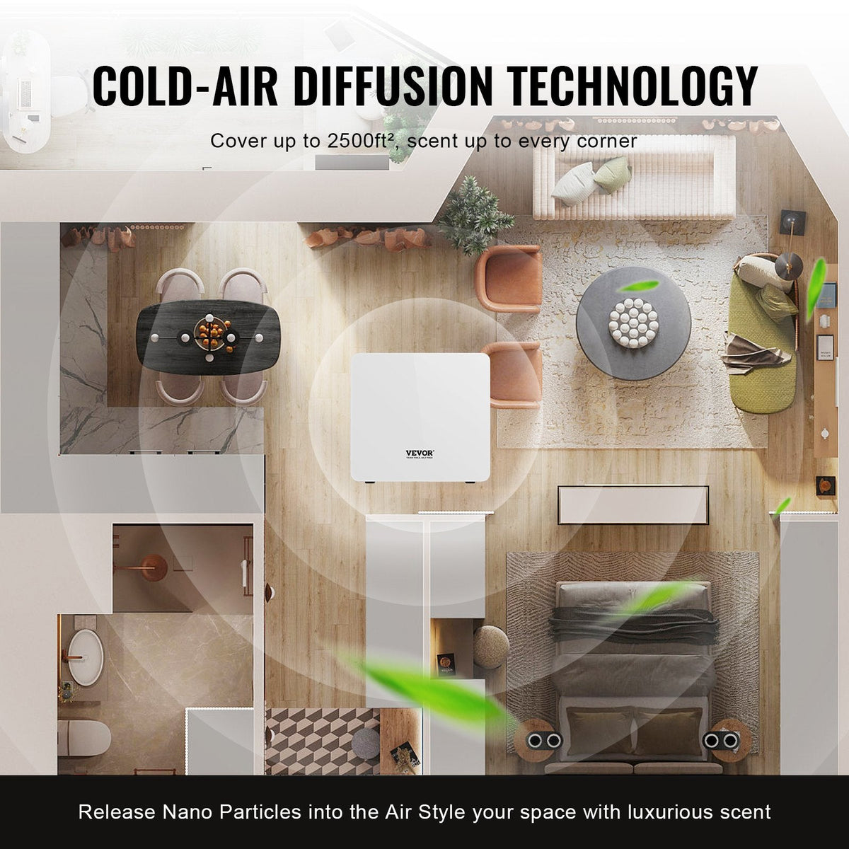 VEVOR Scent Air Machine for Home 480ML Cold Air Diffuser 2500sq.ft