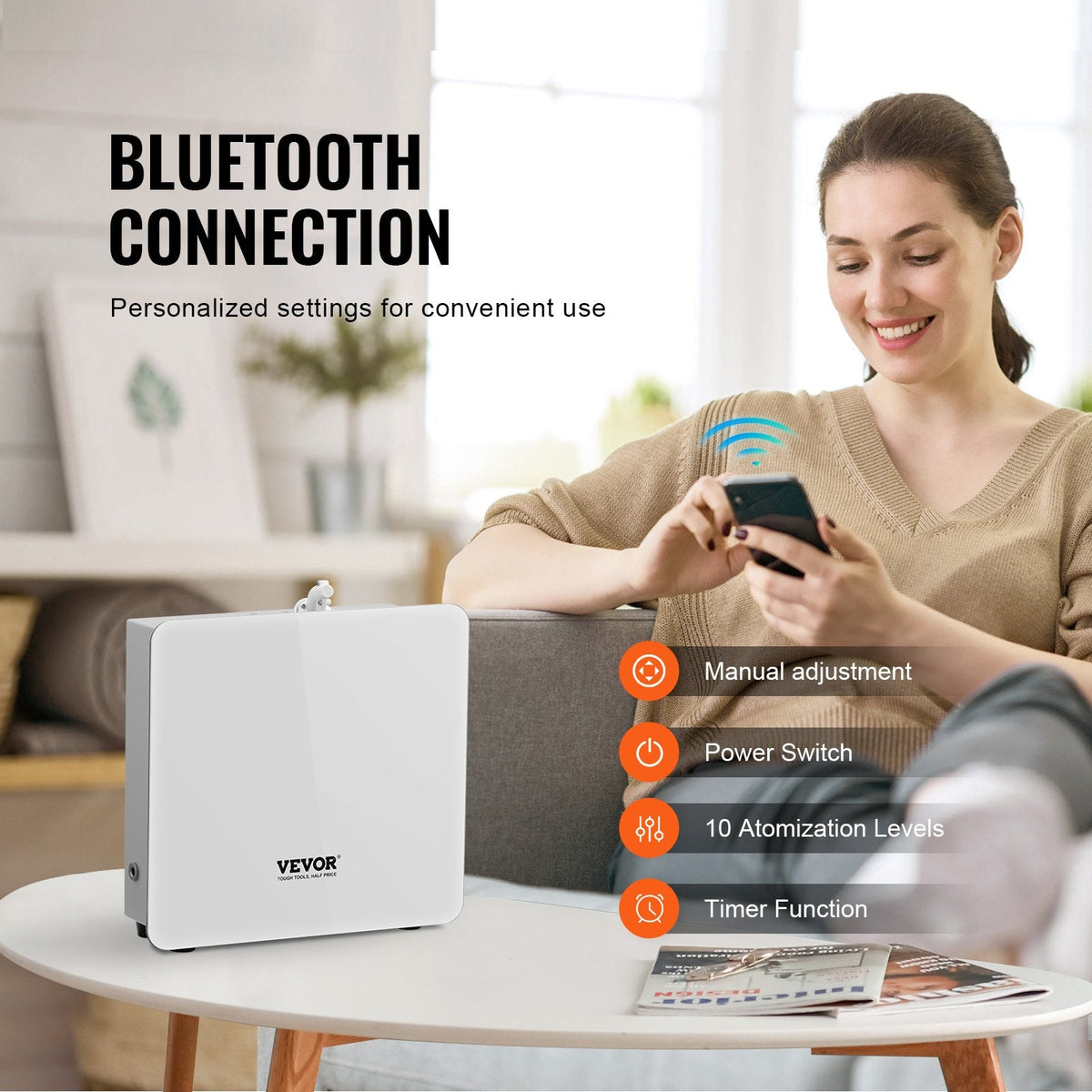VEVOR Scent Air Machine for Home 480ML Cold Air Diffuser 2500sq.ft