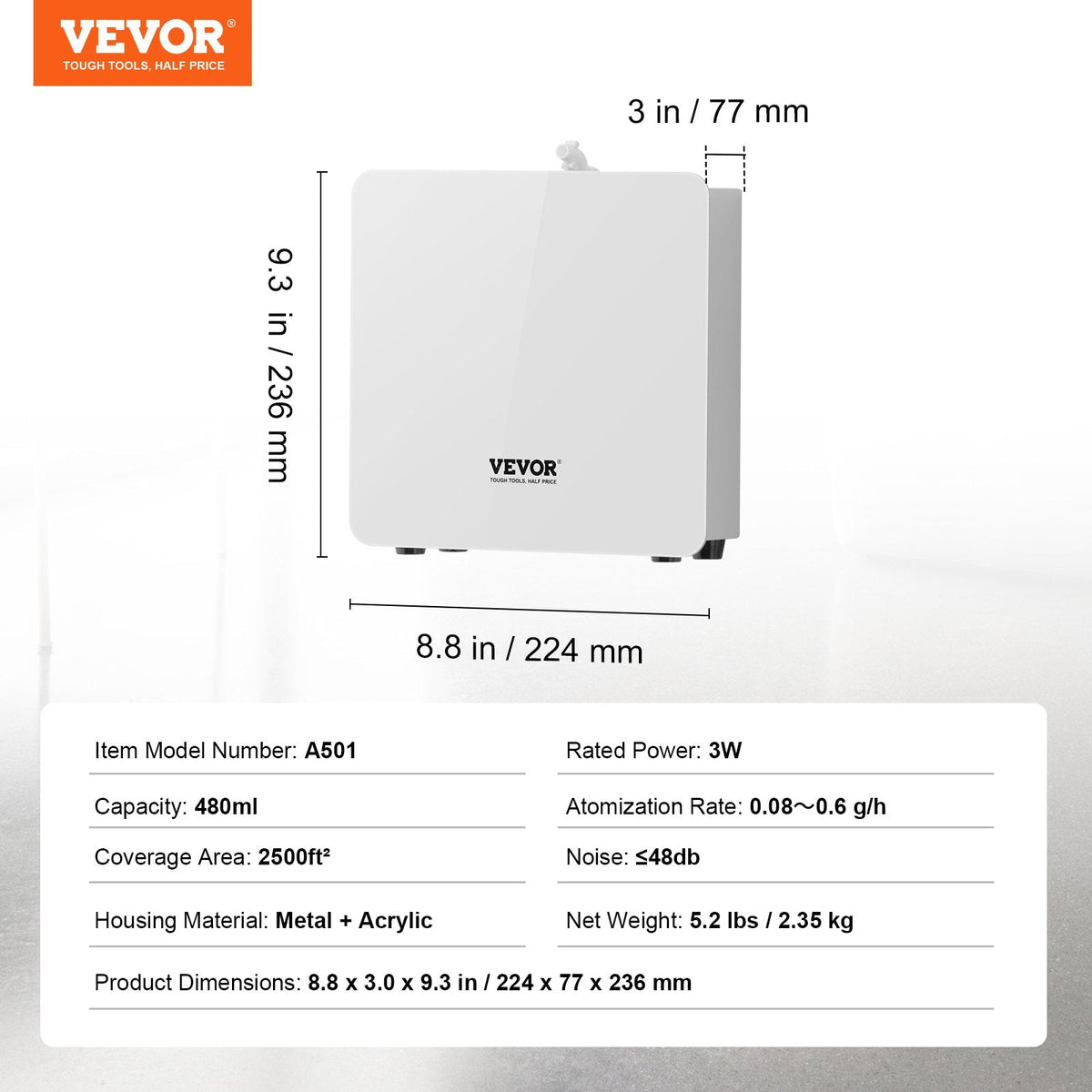 VEVOR Scent Air Machine for Home 480ML Cold Air Diffuser 2500sq.ft