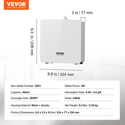 VEVOR Scent Air Machine for Home 480ML Cold Air Diffuser 2500sq.ft