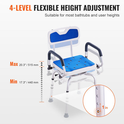 VEVOR Swivel Shower Chair 360 Degree, Adjustable Shower Seat with