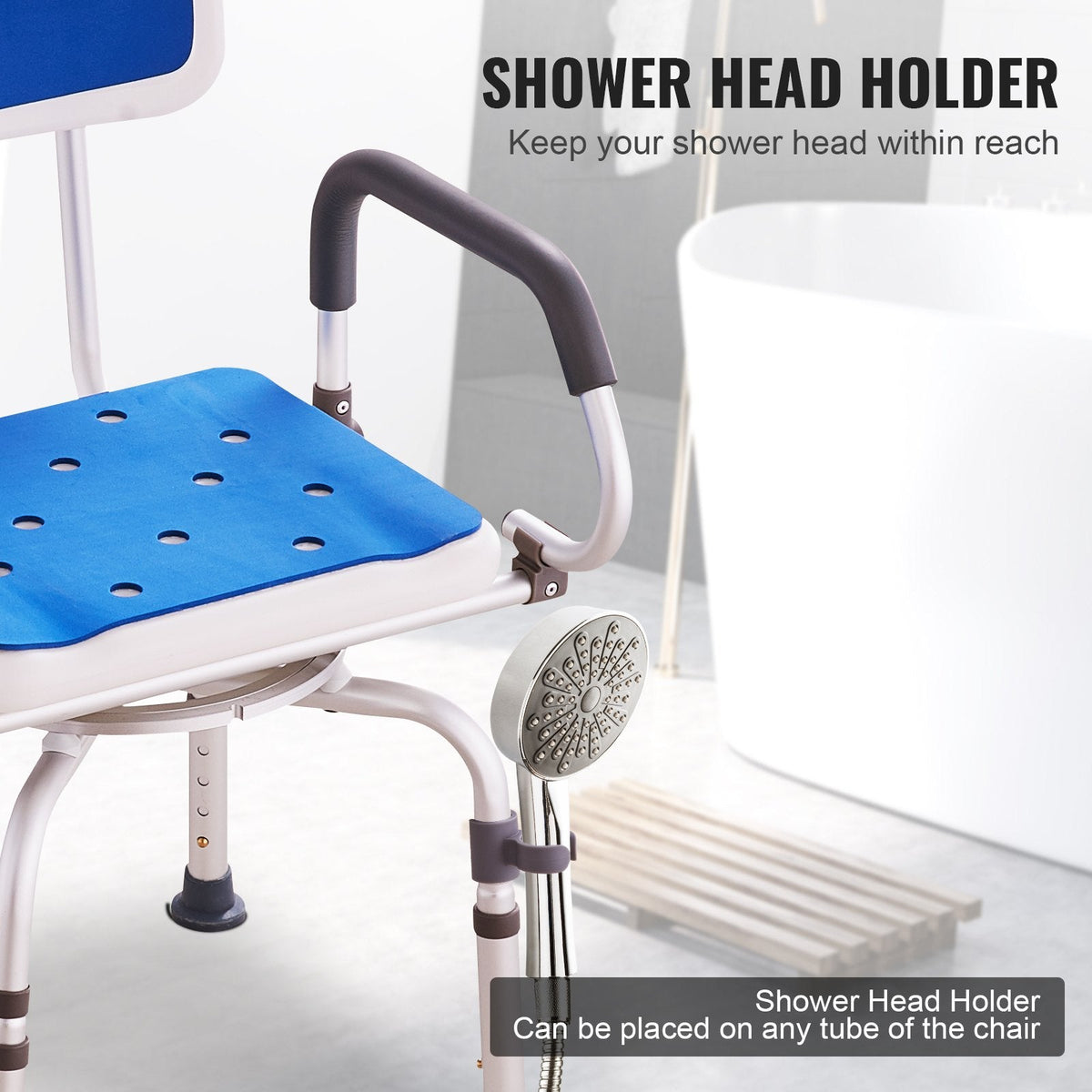 VEVOR Swivel Shower Chair 360 Degree, Adjustable Shower Seat with