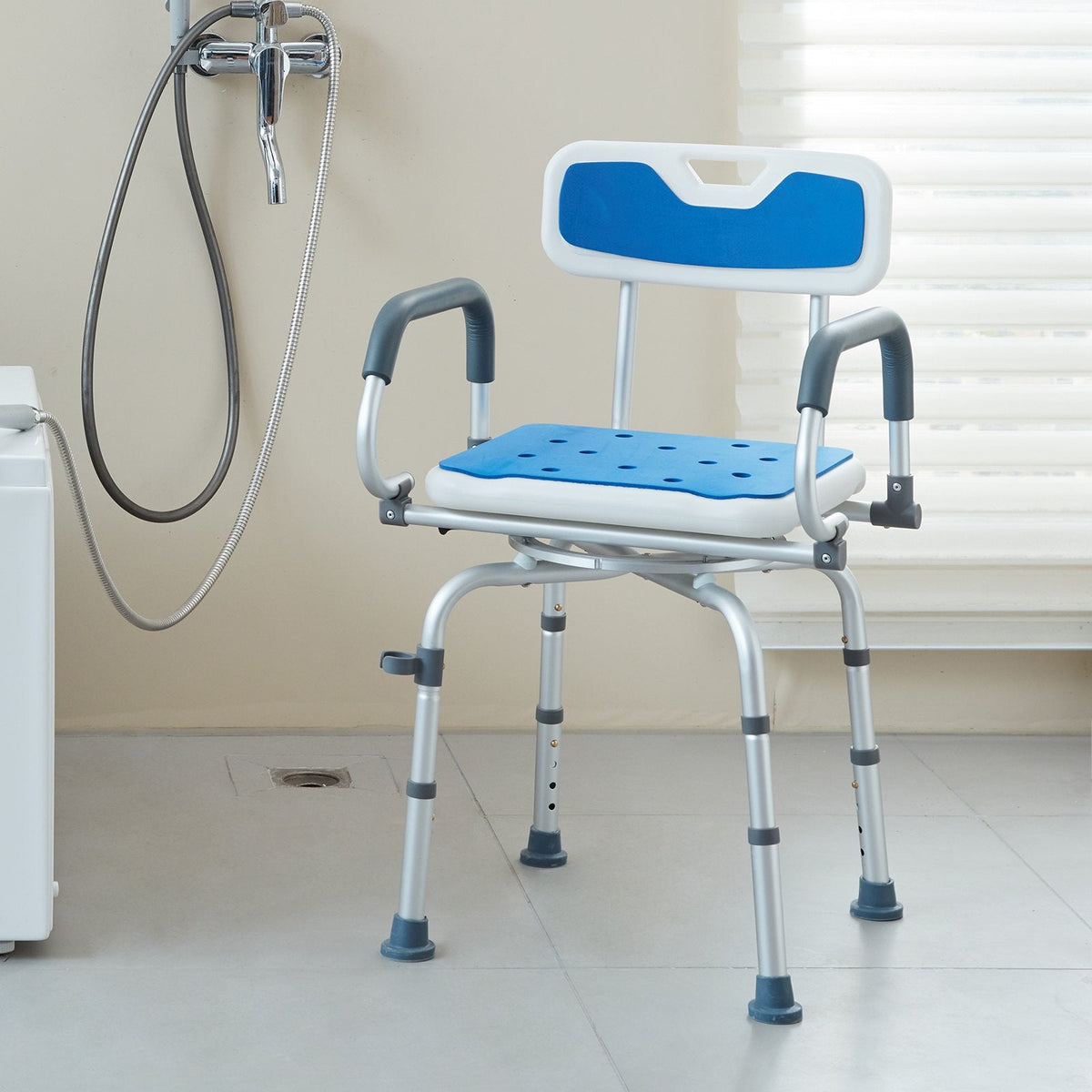 VEVOR Swivel Shower Chair 360 Degree, Adjustable Shower Seat with