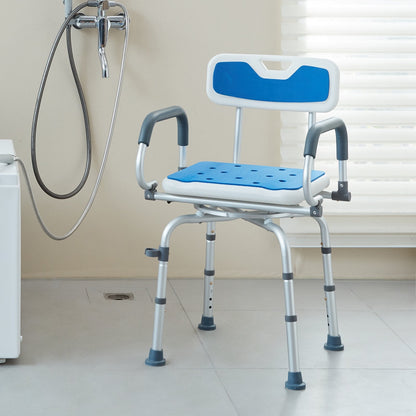 VEVOR Swivel Shower Chair 360 Degree, Adjustable Shower Seat with
