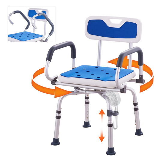 VEVOR Swivel Shower Chair 360 Degree, Adjustable Shower Seat with