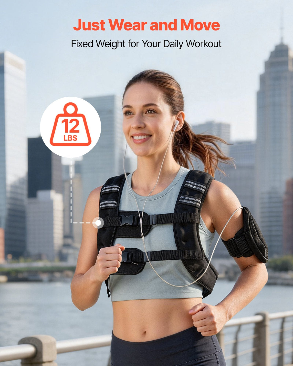VEVOR Weighted Vest, 12 lbs Weight Vest with Reflective Stripe,