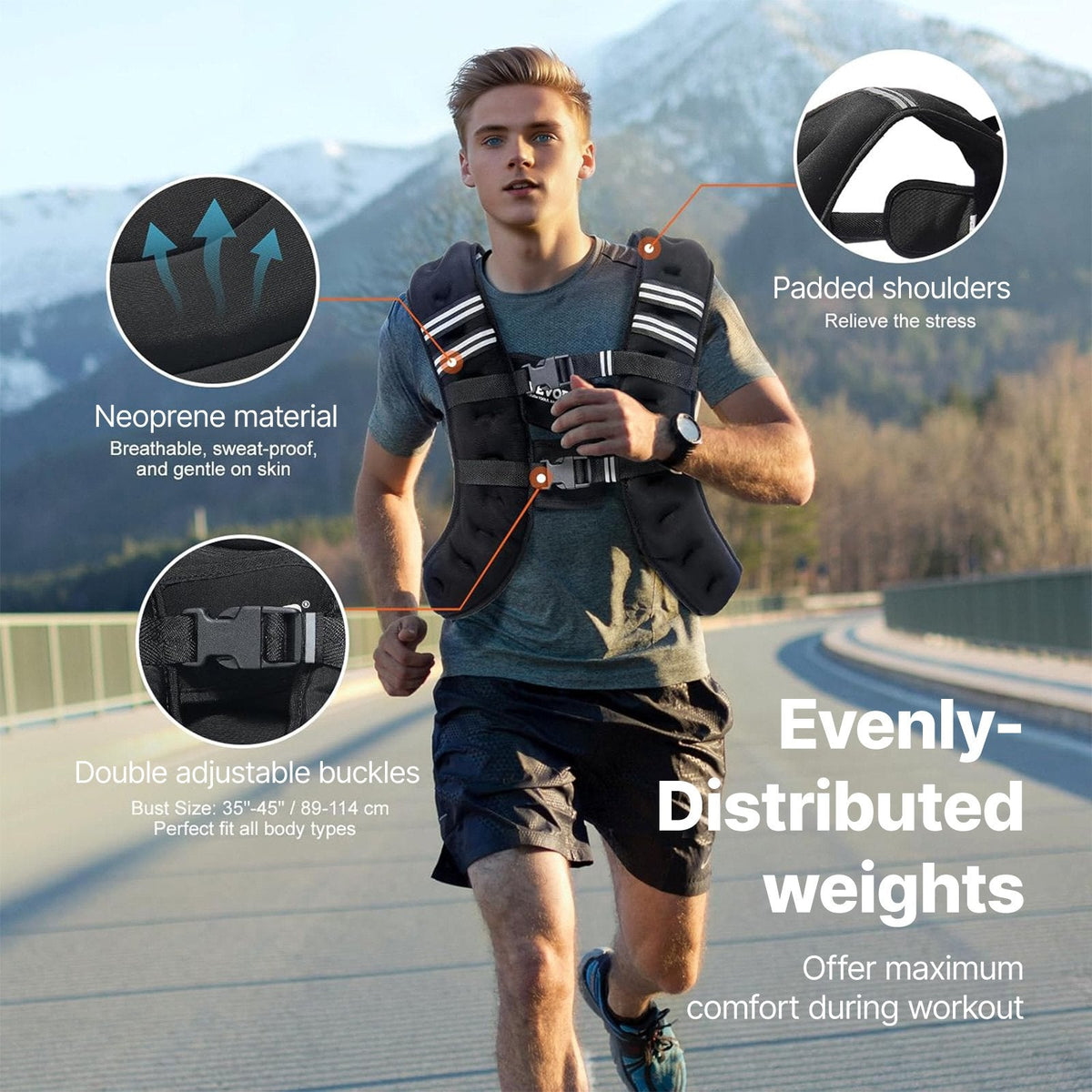 VEVOR Weighted Vest, 20 lbs Weight Vest with Reflective Stripe,