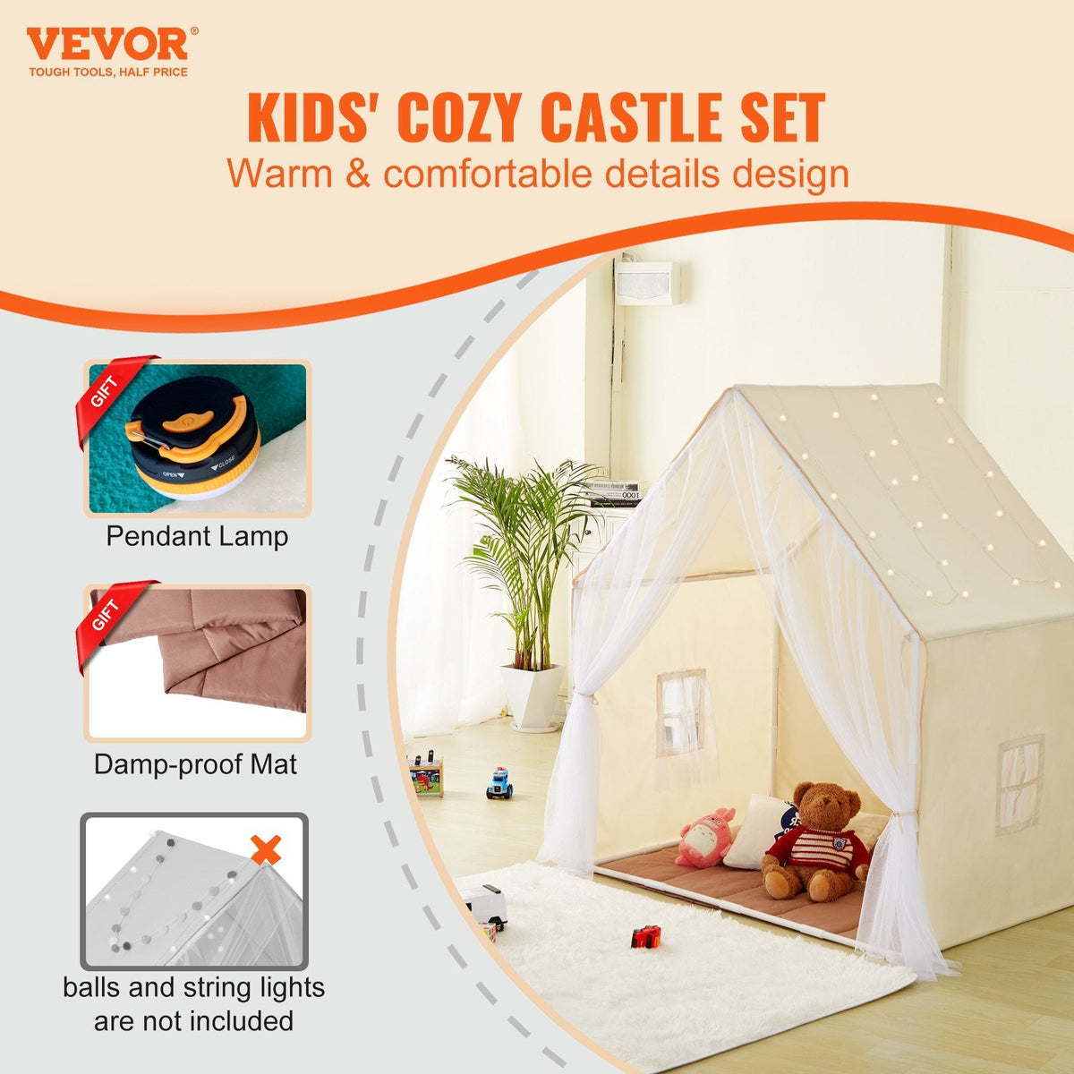 VEVOR Kids Play Tent, Kids Tent for Kids 1-5 Years Old, Toddler Tent