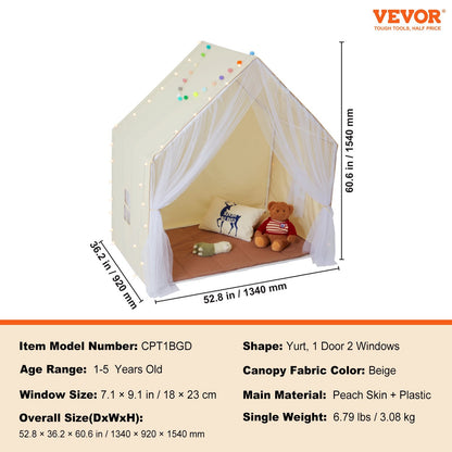 VEVOR Kids Play Tent, Kids Tent for Kids 1-5 Years Old, Toddler Tent