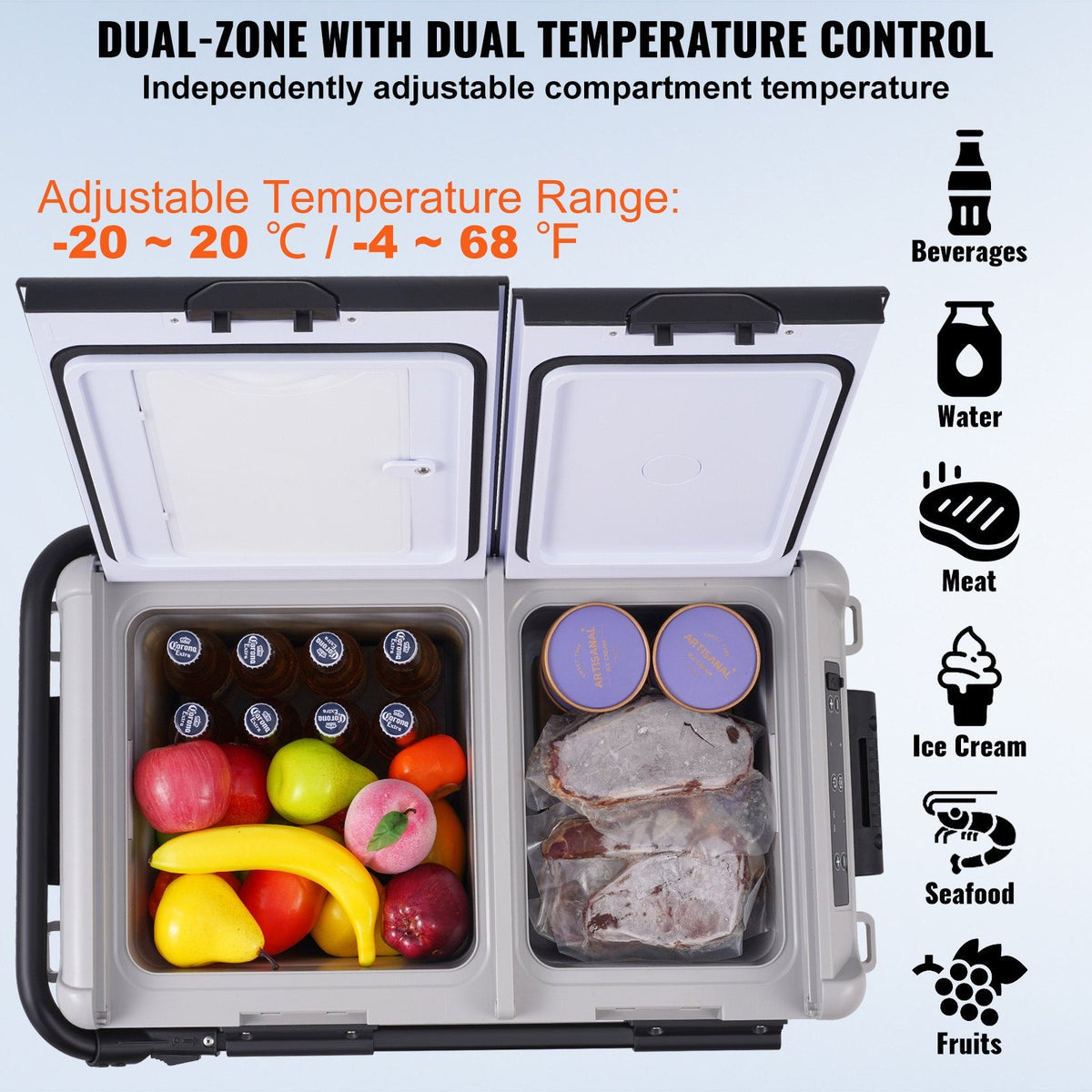 VEVOR Portable Car Refrigerator, 12 Volt Car Refrigerator Fridge, 40 L