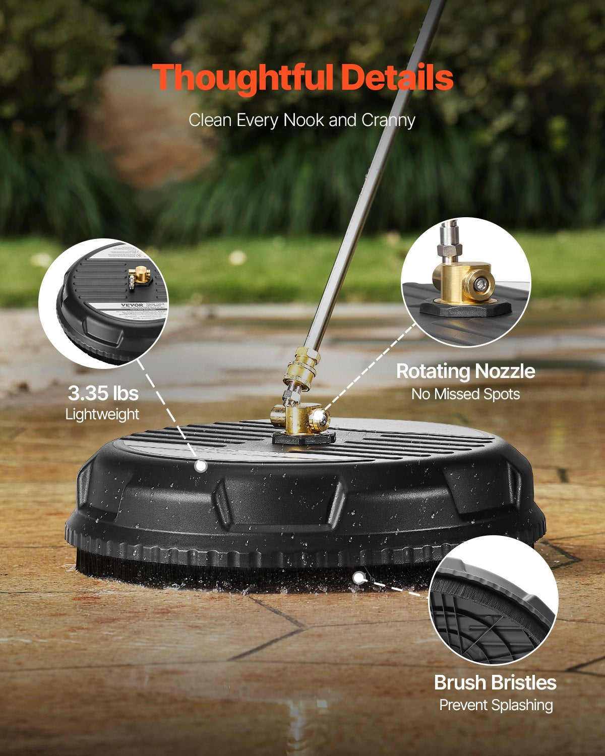 VEVOR 15" Pressure Washer Surface Cleaner, Plastic Pressure Washer
