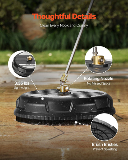 VEVOR 15" Pressure Washer Surface Cleaner, Plastic Pressure Washer