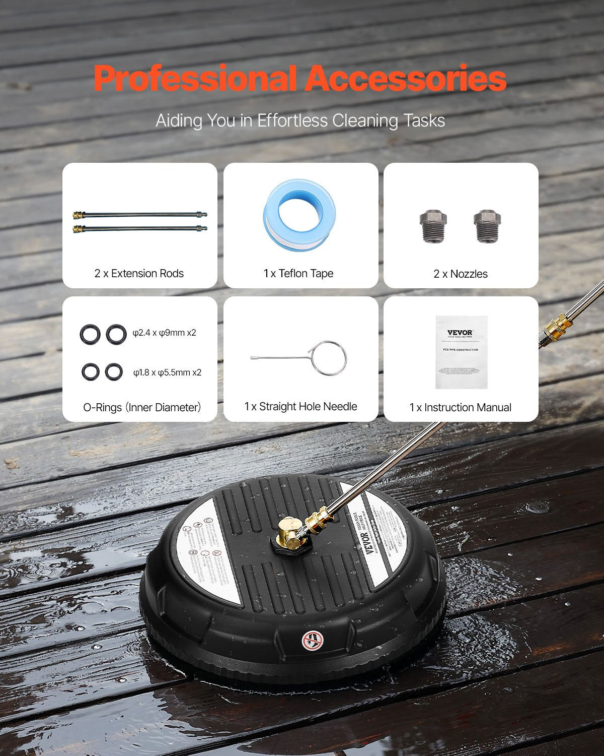 VEVOR 15" Pressure Washer Surface Cleaner, Plastic Pressure Washer