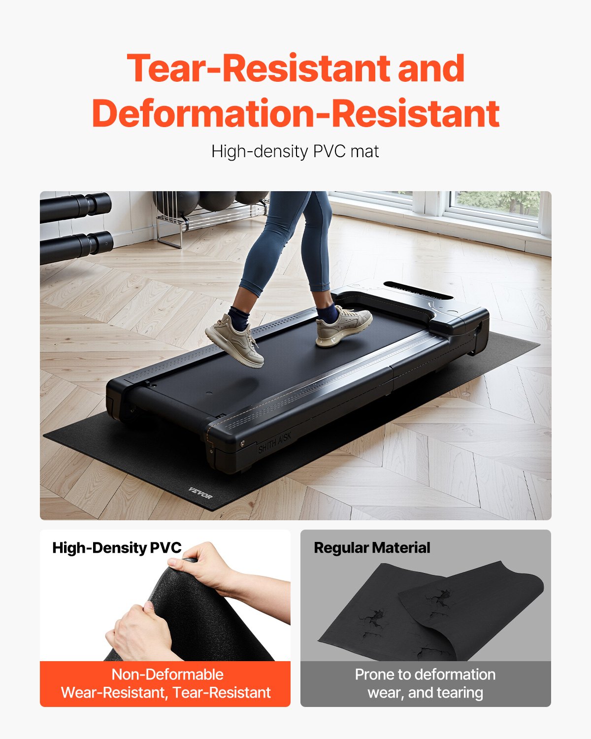 VEVOR Treadmill Mat for Carpet Floor, 6 mm Thick, 915x1820 mm Exercise