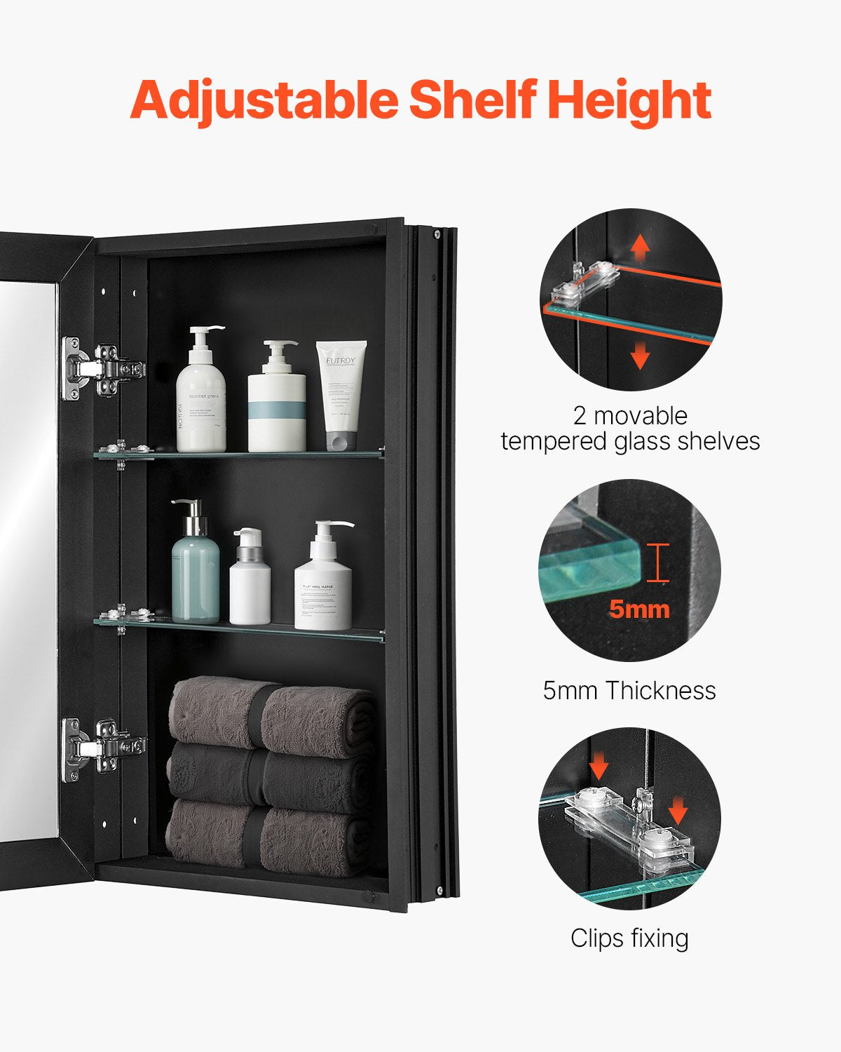 VEVOR Medicine Cabinet, 14 x 24 inches, Medicine Cabinet for Bathroom