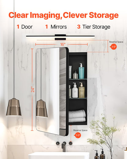 VEVOR Medicine Cabinet, 16 x 24 inch, Medicine Cabinet for Bathroom