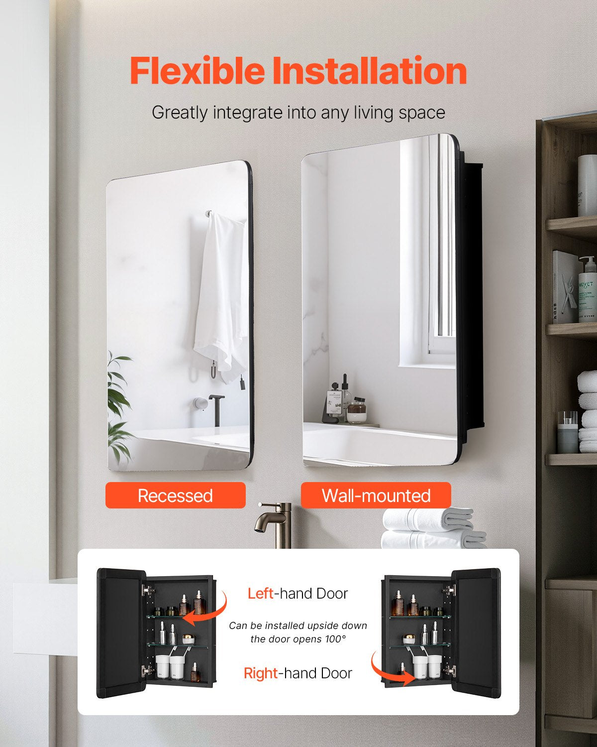 VEVOR Medicine Cabinet, 16 x 24 inch, Medicine Cabinet for Bathroom