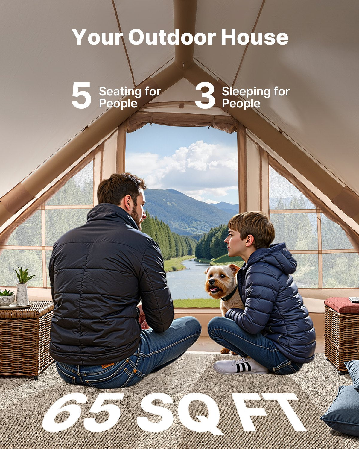 VEVOR Inflatable Tents for Camping, 3-5 Person Easy Setup Blow up Tent