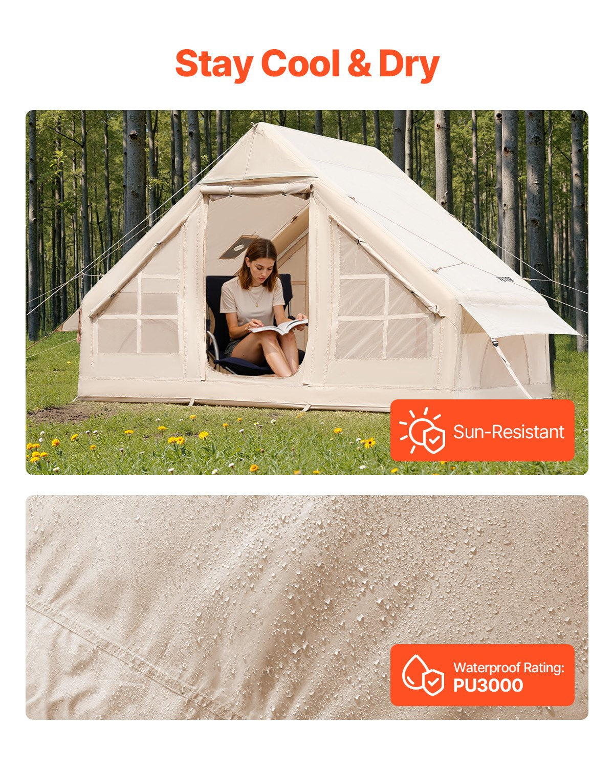 VEVOR Inflatable Tents for Camping, 3-5 Person Easy Setup Blow up Tent