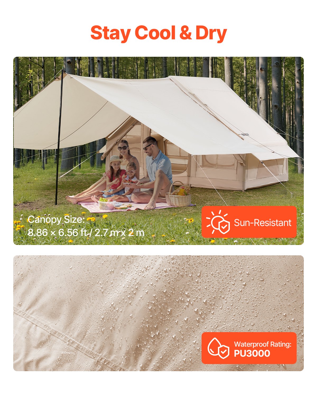 VEVOR Inflatable Tents for Camping, 3-5 Person Easy Setup Blow up Tent