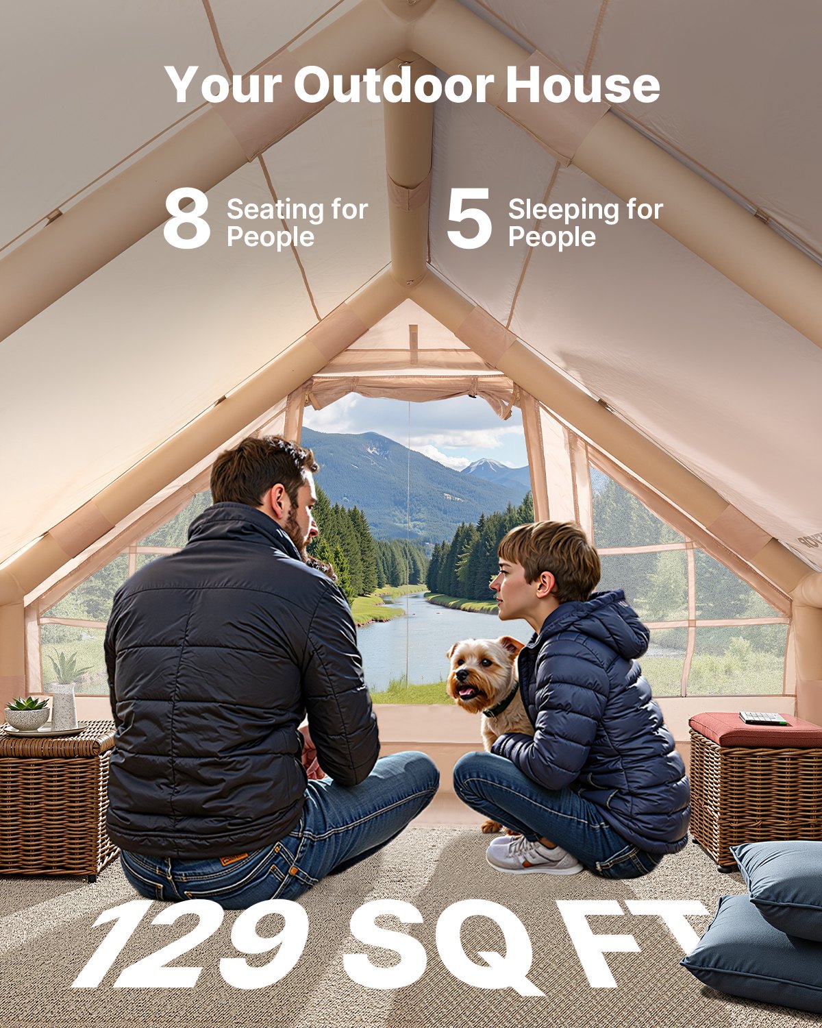 VEVOR Inflatable Tents for Camping, 5-8 Person Easy Setup Blow up Tent