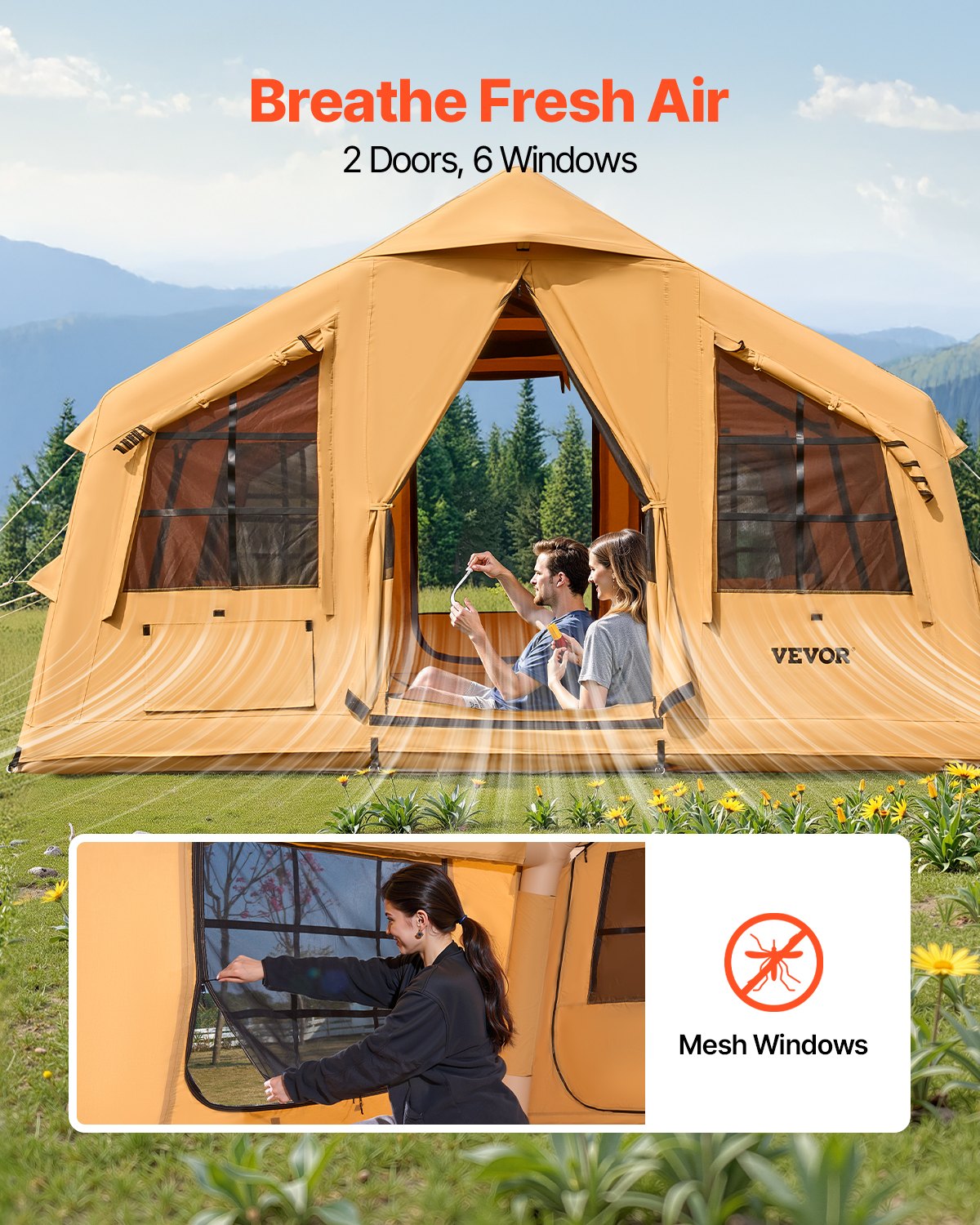 VEVOR Inflatable Tents for Camping, 8-12 Person Easy Setup Blow up
