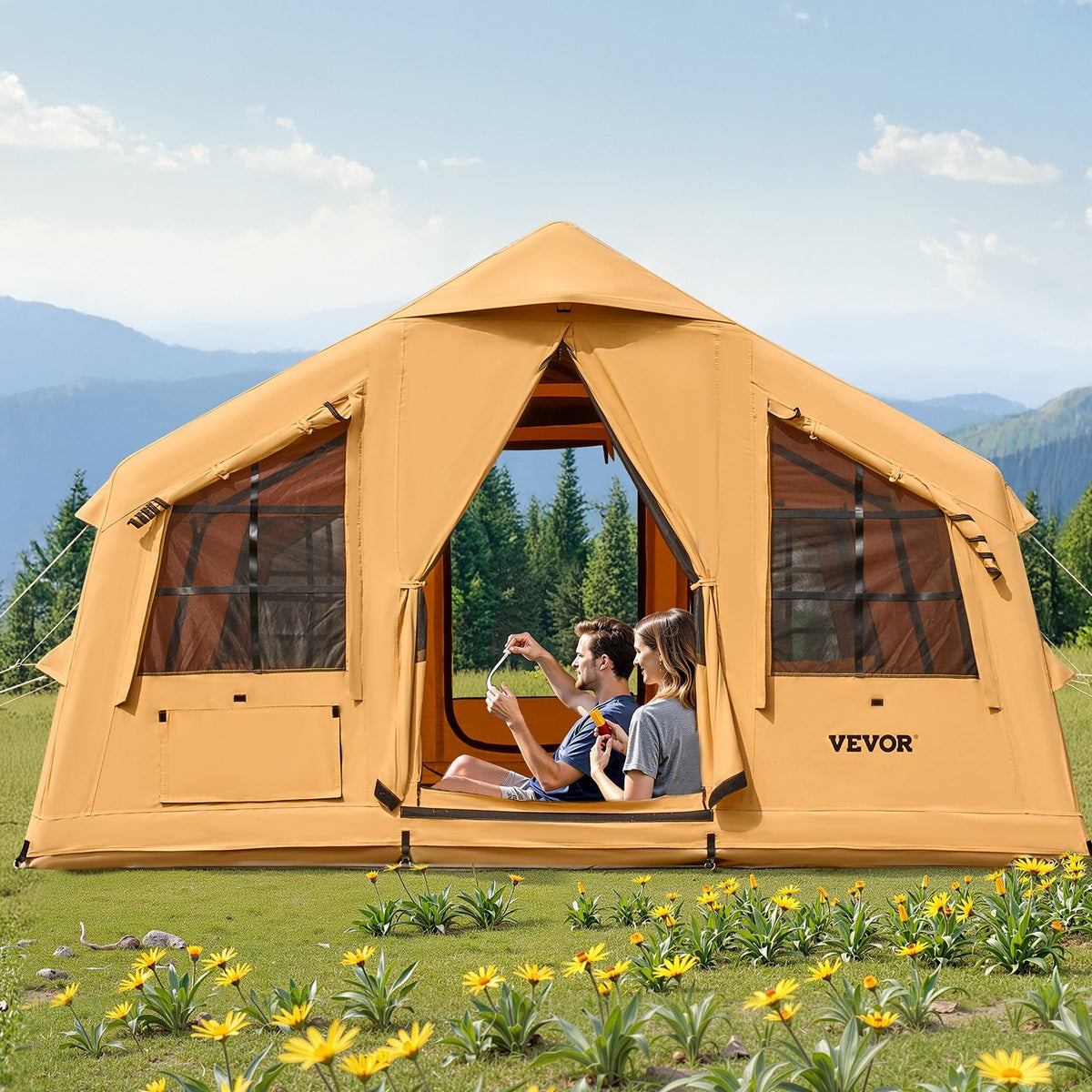 VEVOR Inflatable Tents for Camping, 8-12 Person Easy Setup Blow up
