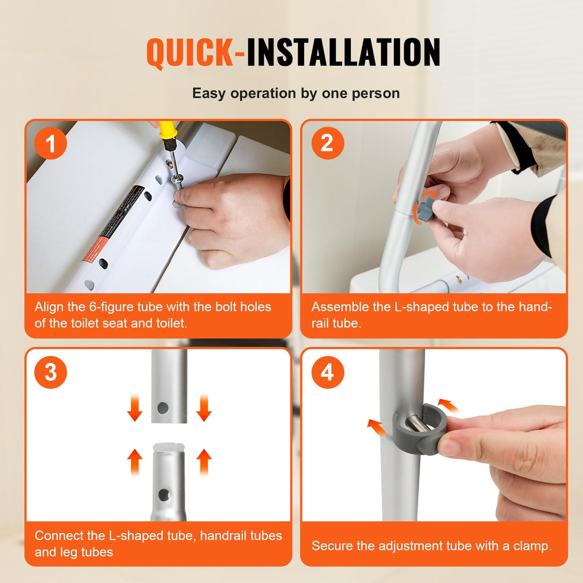 VEVOR Toilet Safety Rail, Bathroom Toilet Seat Frame, Adjustable Width