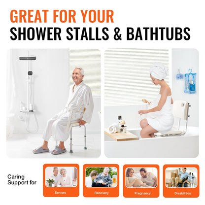 VEVOR Shower Chair, Shower Seat with Back, Adjustable Height Shower