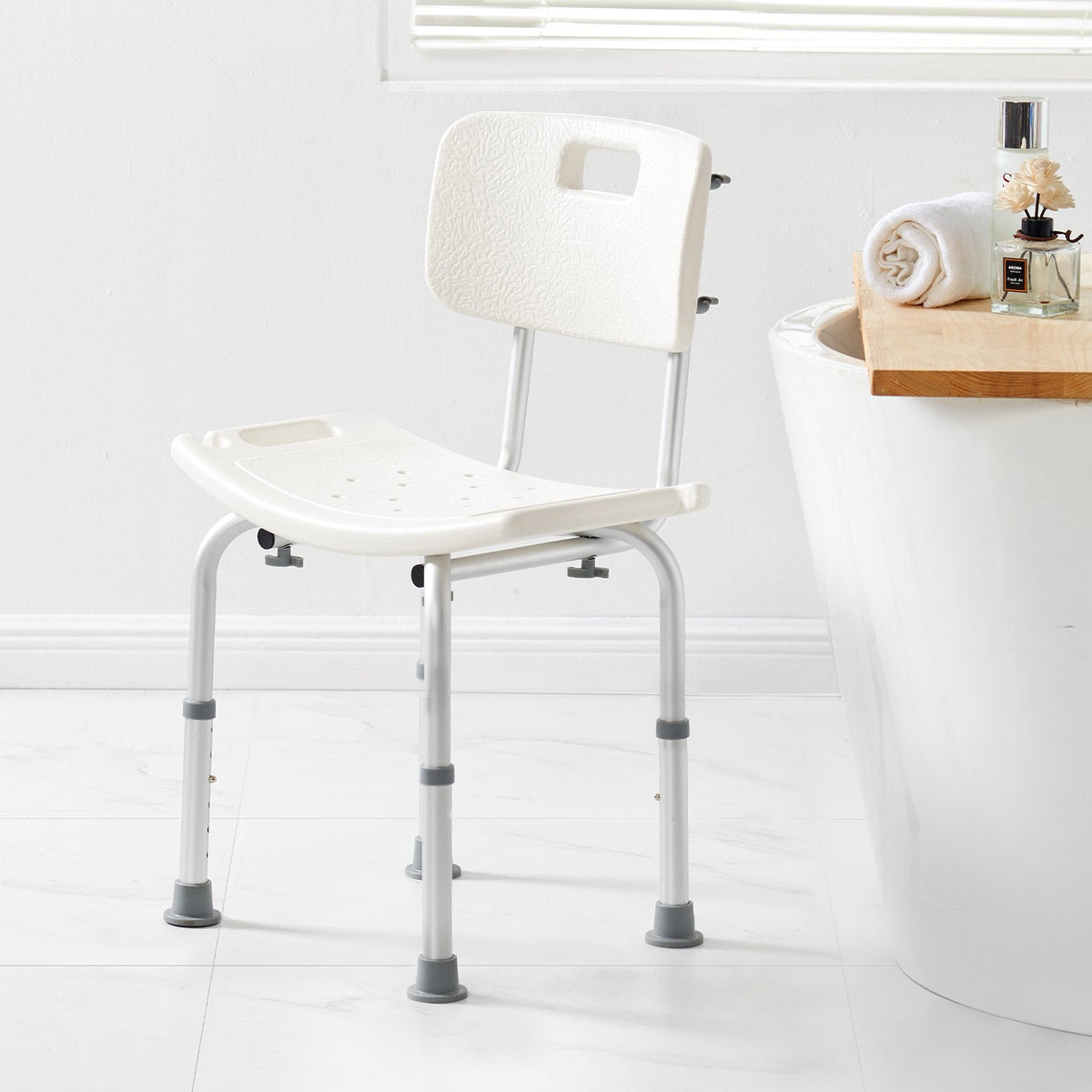 VEVOR Shower Chair, Shower Seat with Back, Adjustable Height Shower