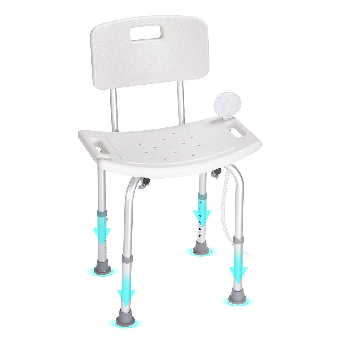 VEVOR Shower Chair, Shower Seat with Back, Adjustable Height Shower