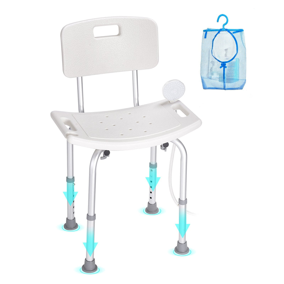 VEVOR Shower Chair, Shower Seat with Back, Adjustable Height Shower