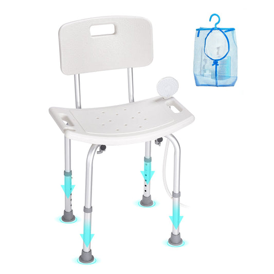 VEVOR Shower Chair, Shower Seat with Back, Adjustable Height Shower