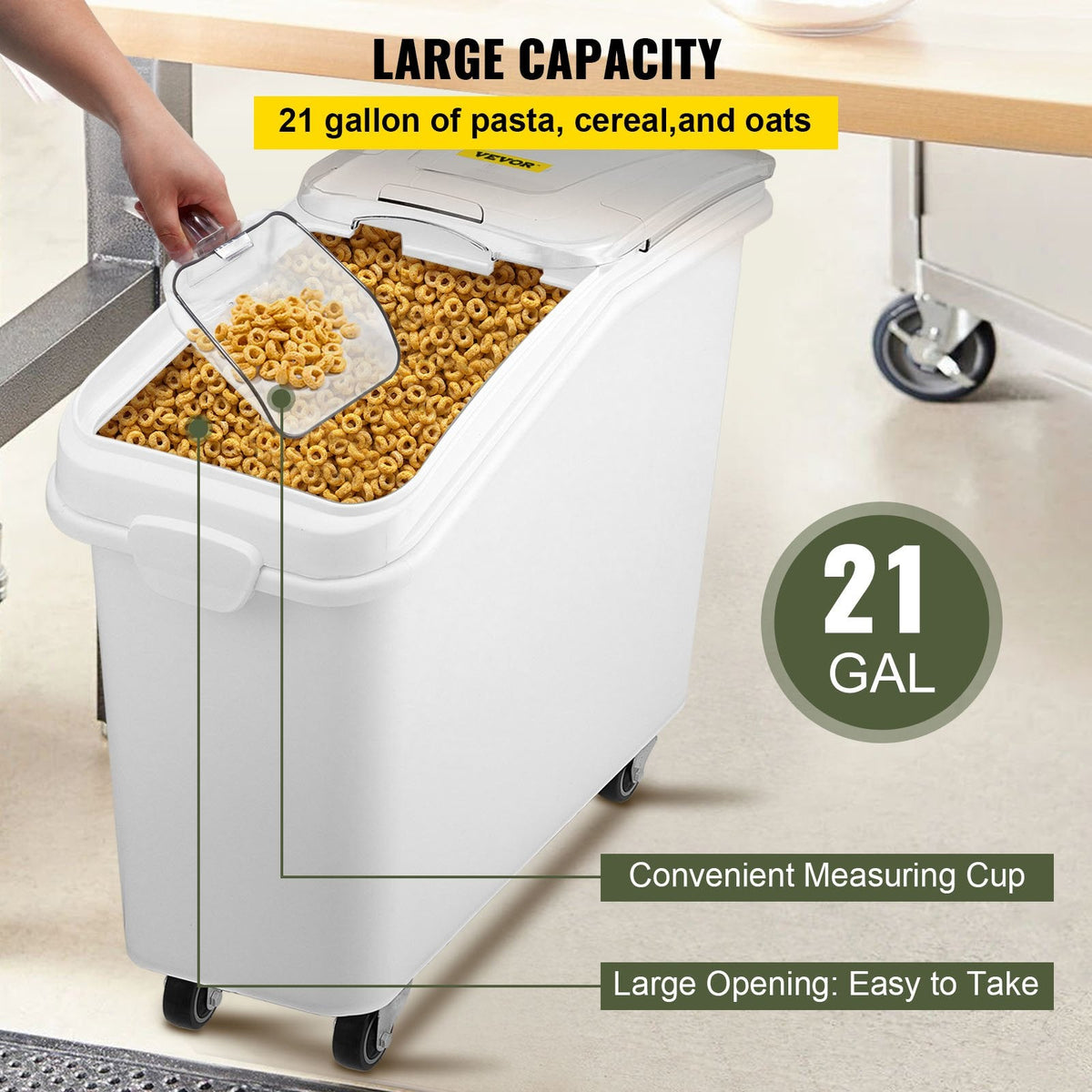 VEVOR 21 Gallon Ingredient Bin with Scoop 400 Cup Ingredient Bin with
