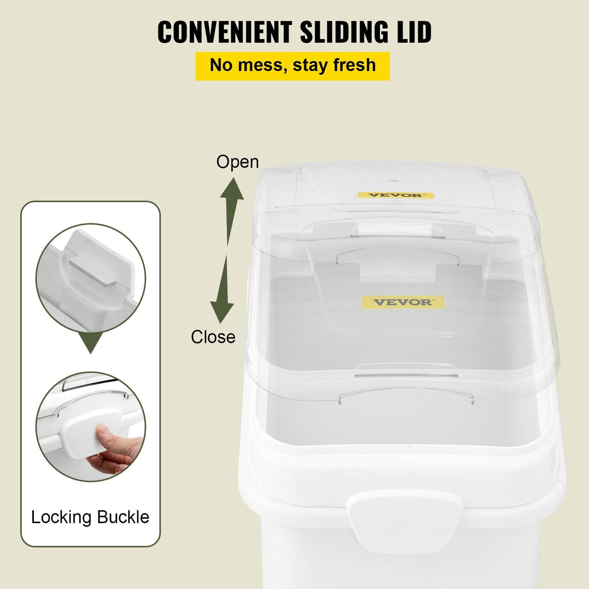 VEVOR 21 Gallon Ingredient Bin with Scoop 400 Cup Ingredient Bin with