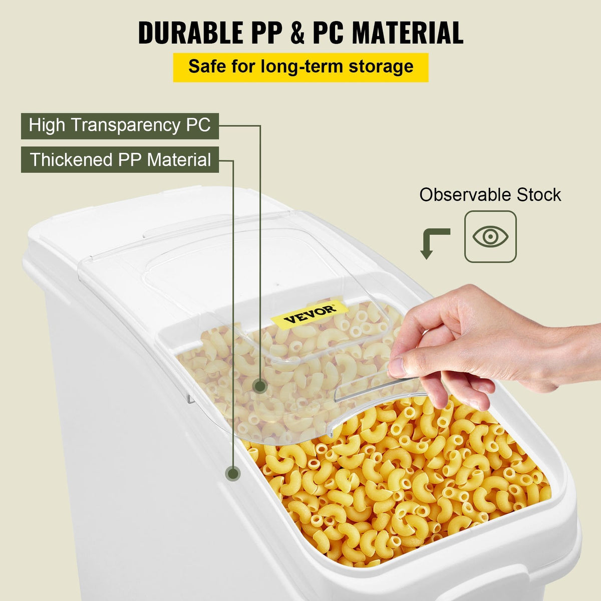 VEVOR 21 Gallon Ingredient Bin with Scoop 400 Cup Ingredient Bin with