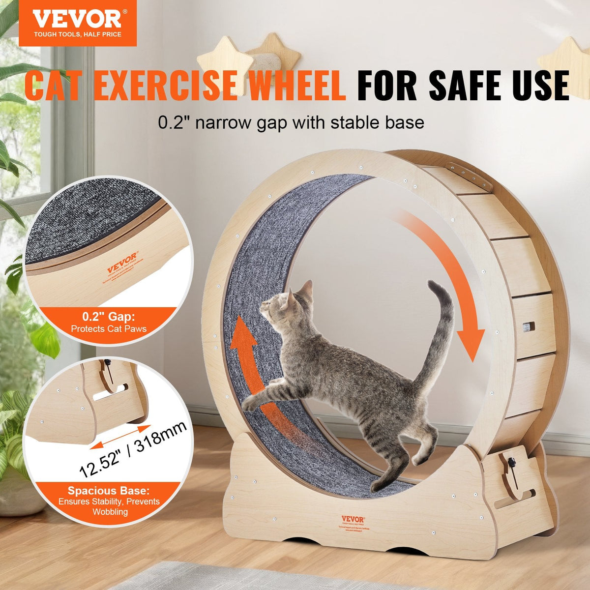 VEVOR Cat Exercise Wheel, Large Cat Treadmill Wheel for Indoor Cats,